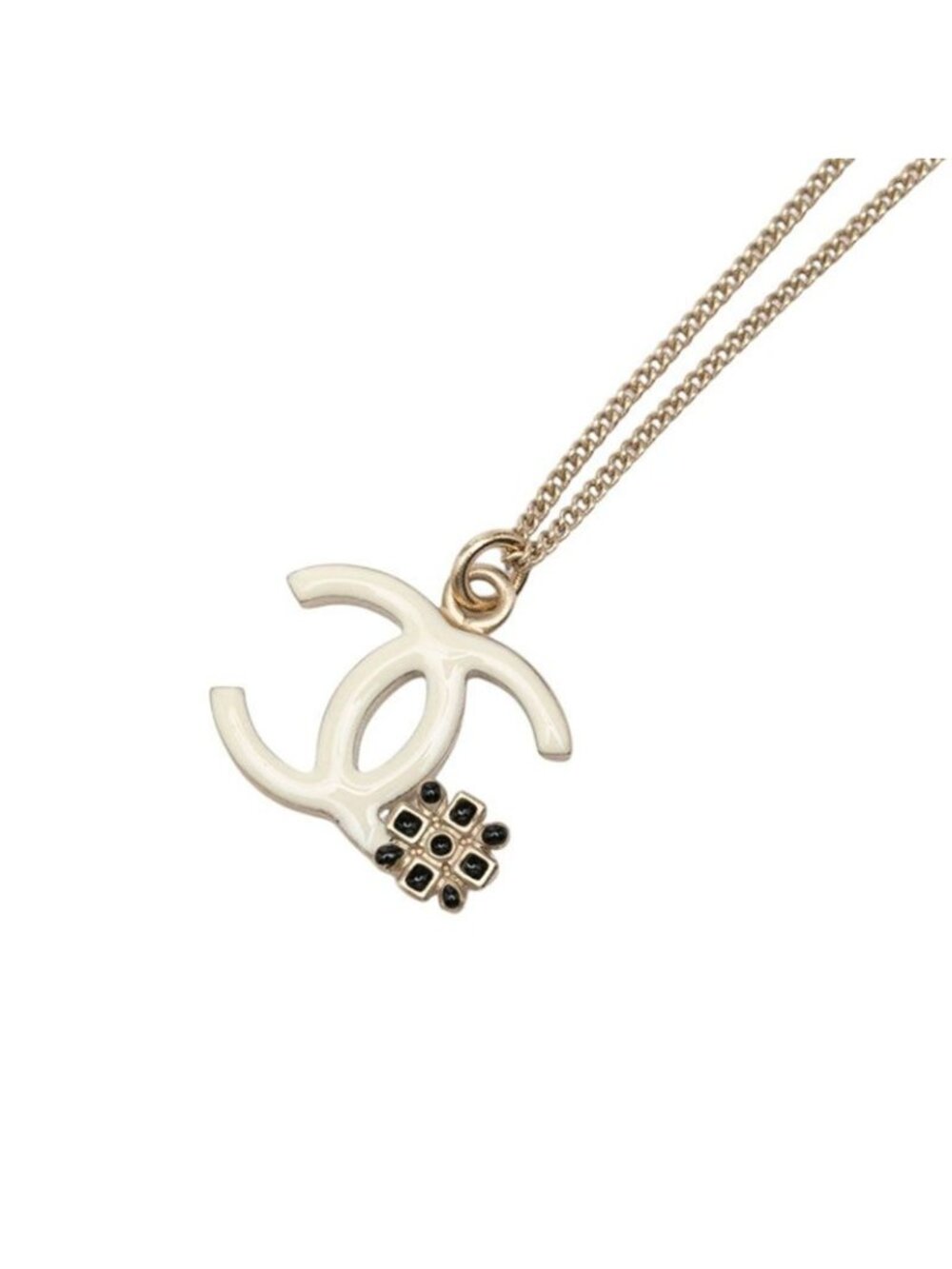 Chanel CC Logo Chain Pendant Stamp Silver White Metal